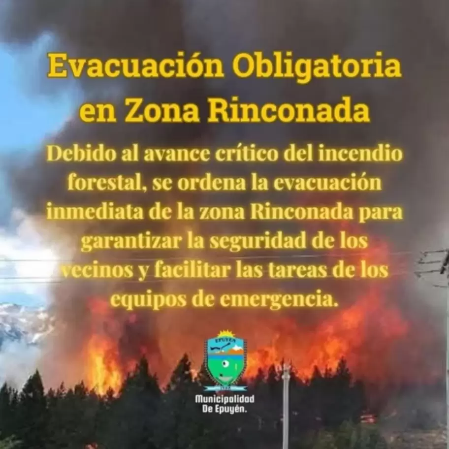 La Municipalidad de Epuyén y el pedido de evacuación para los vecinos de Rinconada, producto de los fuertes incendios que devoraron 2000 mil hectáreas